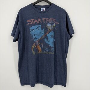 Star Trek Where No Man Has Gone Before Graphic T Shirt Mens XL Blue Y2K